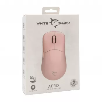 White Shark AERO PINK Bezprzewodowa mysz gamingowa (różowa, 10000 DPI, 2.4GHz/USB-C)