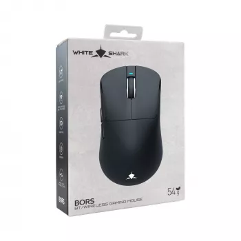 White Shark BORS-B WGM-5021 Bezprzewodowa Mysz Gamingowa, 12000 DPI, 2.4GHz, RGB, Czarna
