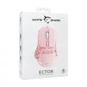 White Shark ECTOR-P GM-5016 Przewodowa mysz gamingowa, 6400 DPI, różowa