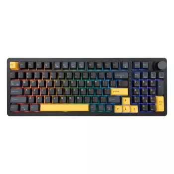 White Shark EXCALIBUR-B TKL Mechaniczna klawiatura gamingowa, przełączniki KTT Wine Red liniowe hot-swap, podświetlenie RGB per-klawisz, czarna