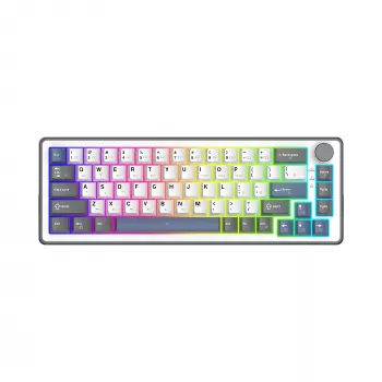 Biała klawiatura mechaniczna White Shark EXCALIBUR M (GK-009251) z przełącznikami Outemu Blue, podświetleniem RGB, układem US, biała