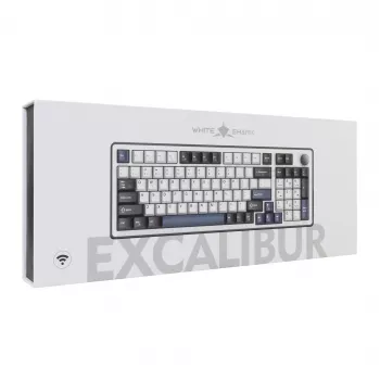 White Shark EXCALIBUR-W Mechaniczna klawiatura gamingowa, układ 75%, KTT Wine Red Hot-Swap, podświetlenie RGB per-klawisz, przewodowa, biała