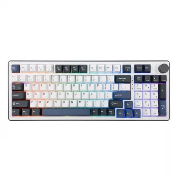 White Shark EXCALIBUR-W Mechaniczna klawiatura gamingowa, układ 75%, KTT Wine Red Hot-Swap, podświetlenie RGB per-klawisz, przewodowa, biała