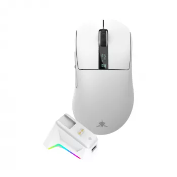 White Shark GAWAIN-W Bezprzewodowa Mysz Gamingowa – 12000 DPI, bateria 500mAh, 56g, Biała