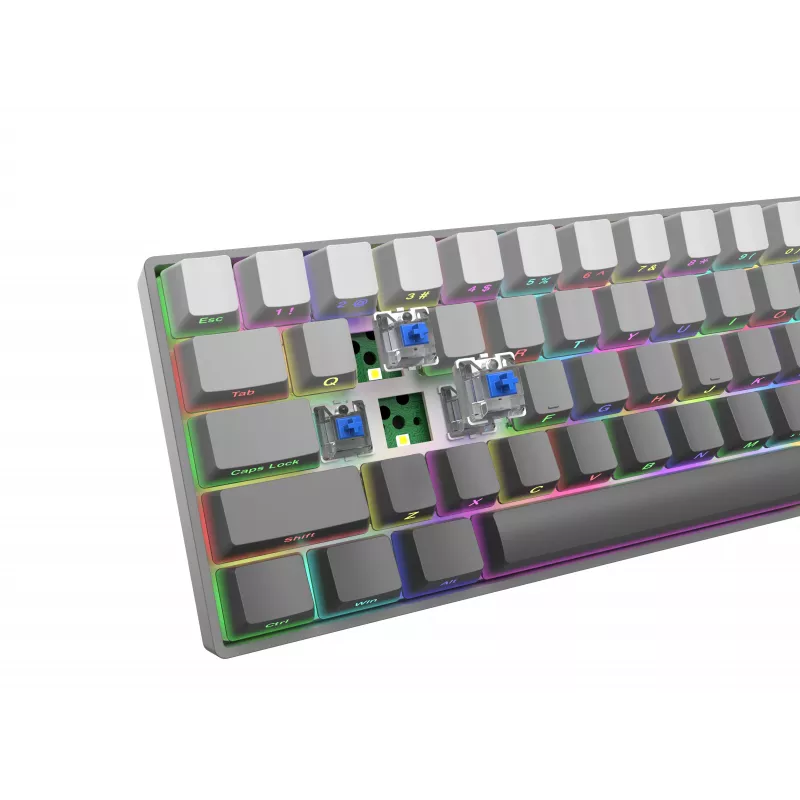 White Shark Nunchaku Mechaniczna klawiatura gamingowa TKL, szary, przełączniki Outemu Blue, RGB Hot-Swap, przewodowa USB