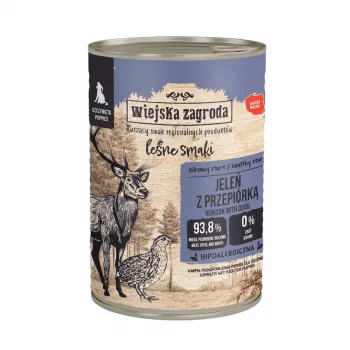 WIEJSKA ZAGRODA Forest Flavors szczenięca dziczyzna z przepiórką mokra karma dla psów 400g