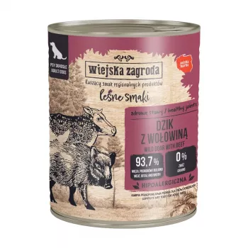 WIEJSKA ZAGRODA Forest Flavors Wild Boar with Beef - Mokra karma dla psów - 800g