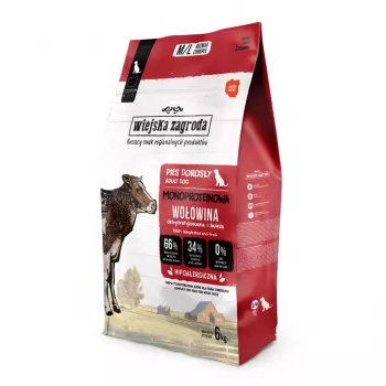 WIEJSKA ZAGRODA Monoprotein Wołowina Sucha Karma dla Psów - 6 kg