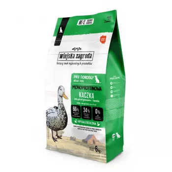 WIEJSKA ZAGRODA Monoproteinowa karma sucha z kaczki dla psów - 6 kg