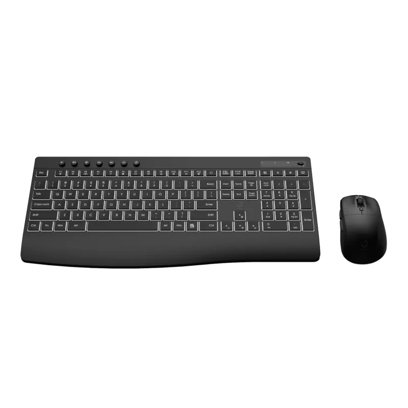 WINX DO Business Podświetlany Bezprzewodowy Zestaw Klawiatura i Mysz - Pełnowymiarowy, Ładowalny, Ciche Klawisze Nożycowe, Regulowana DPI, Ładowanie USB-C, Czarny