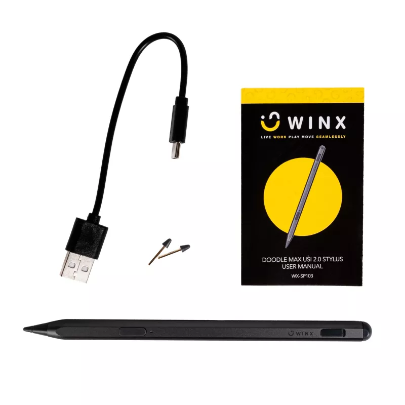 Rysik WINX DOODLE Max USI 2.0 - 4096 poziomów nacisku, odrzucanie dłoni, obsługa pochylenia, ładowanie USB-C, kolor Space Grey