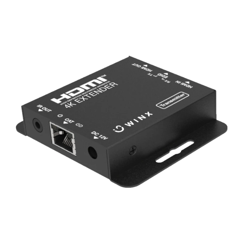 WINX LINK FAR 4K HDMI Extender przez pojedynczy Cat5e/6/7 do 60m z IR Pass-through, HDCP 1.4, czarny
