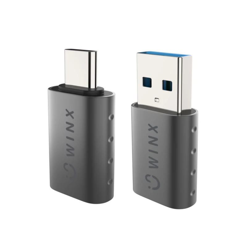 WINX LINK Simple Type-C i USB Adapter Combo – USB-C męski do USB-A żeńskiego i USB-A męski do USB-C żeńskiego, USB 2.0, 480 Mb/s, kosmiczna szarość