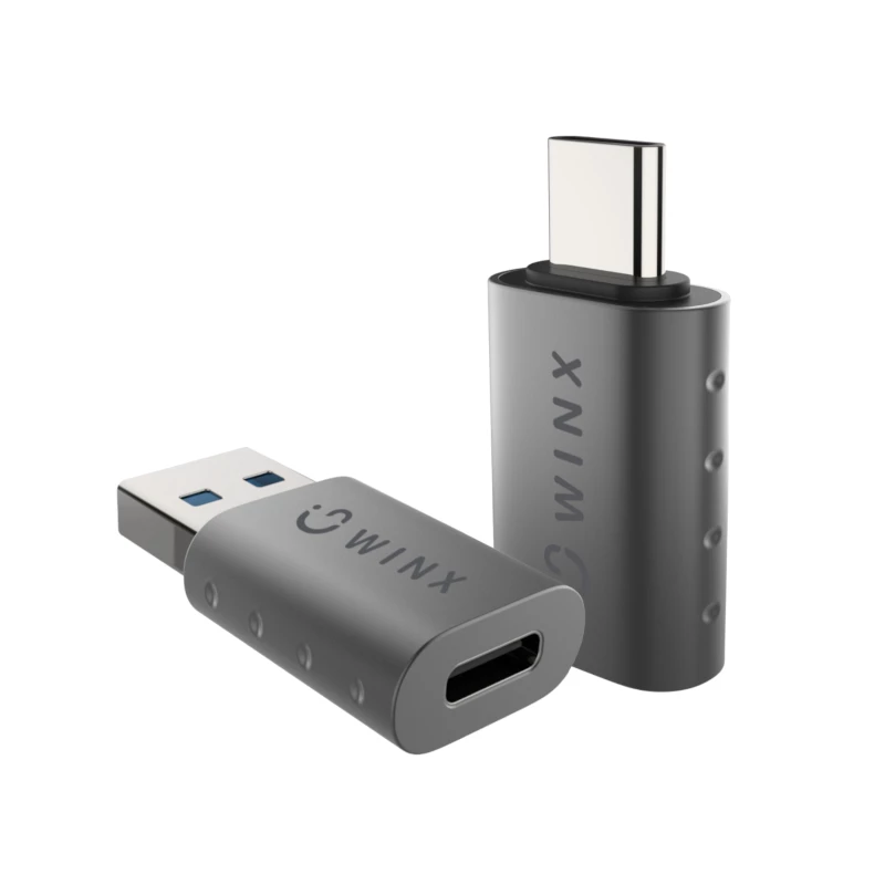 WINX LINK Simple Type-C i USB Adapter Combo – USB-C męski do USB-A żeńskiego i USB-A męski do USB-C żeńskiego, USB 2.0, 480 Mb/s, kosmiczna szarość