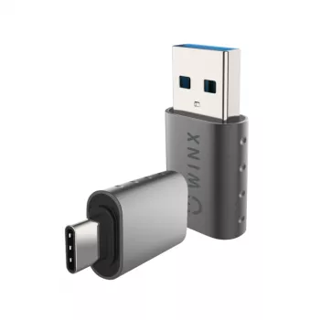 WINX LINK Simple Type-C i USB Adapter Combo – USB-C męski do USB-A żeńskiego i USB-A męski do USB-C żeńskiego, USB 2.0, 480 Mb/s, kosmiczna szarość