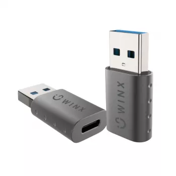 WINX LINK Simple USB na Type-C Adapter Zestaw podwójny (USB-A męski na USB-C żeński, 5Gbps, 15W, Space Grey, 2 szt.)