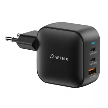 WINX POWER Max 65W GaN ładowarka ścienna - 2x USB-C PD, 1x USB-A QC, czarna