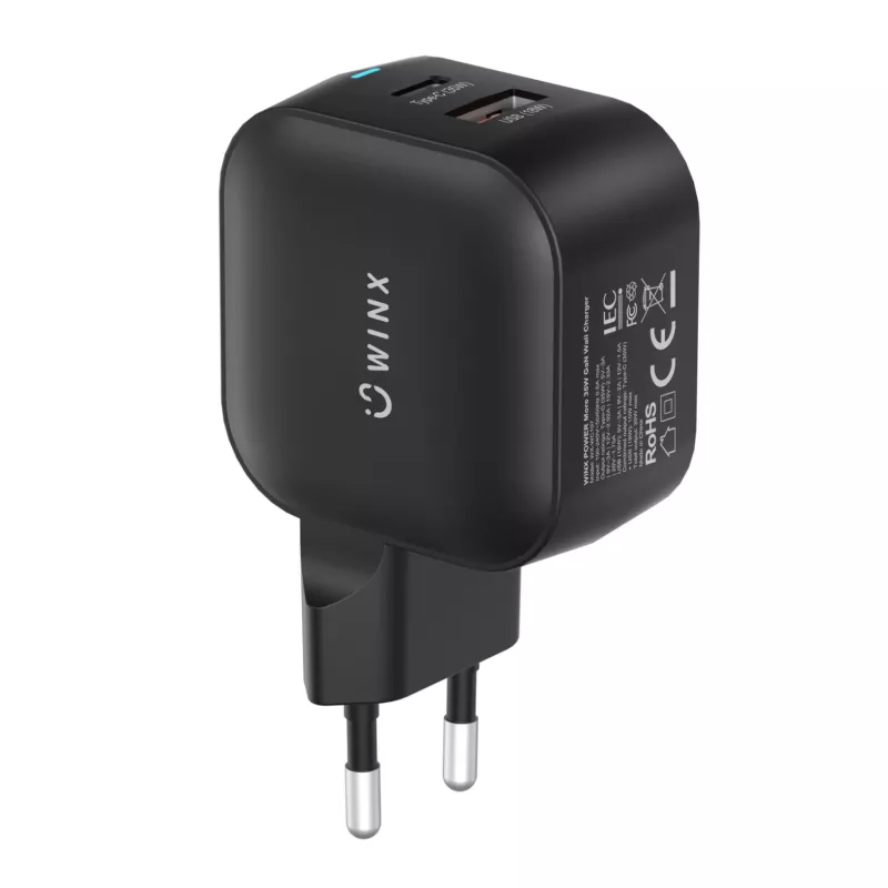 WINX POWER More 35W GaN Ładowarka ścienna - Dual USB-C i USB-A, PD 3.0 PPS, Biała
