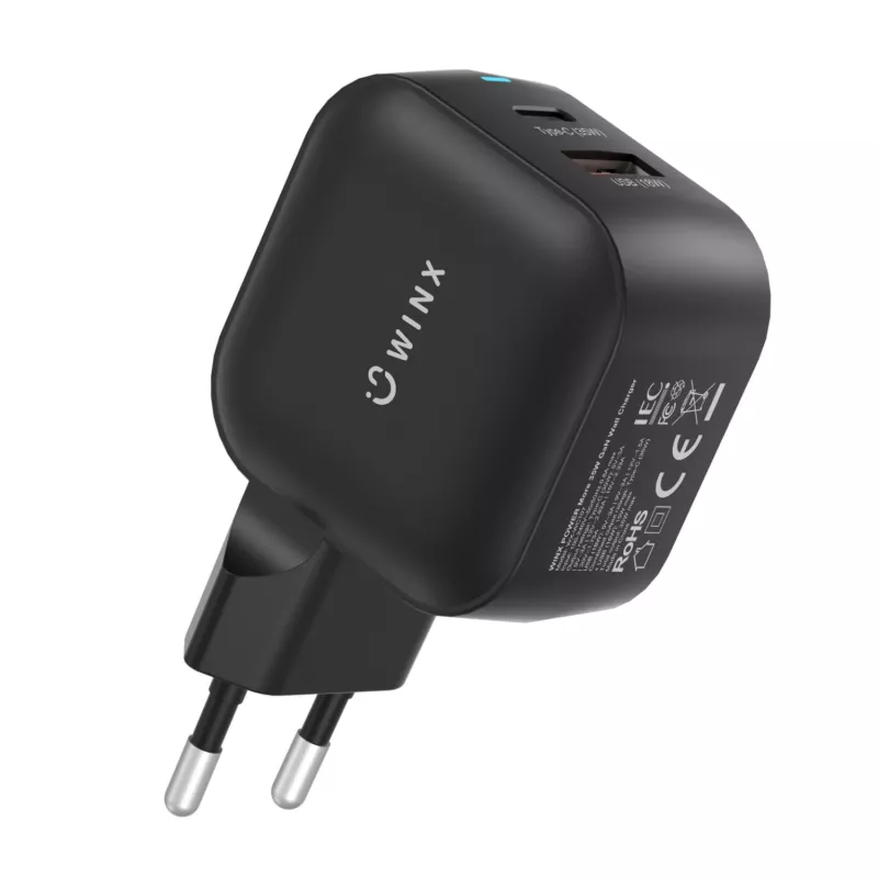 WINX POWER More 35W GaN Ładowarka ścienna - Dual USB-C i USB-A, PD 3.0 PPS, Biała