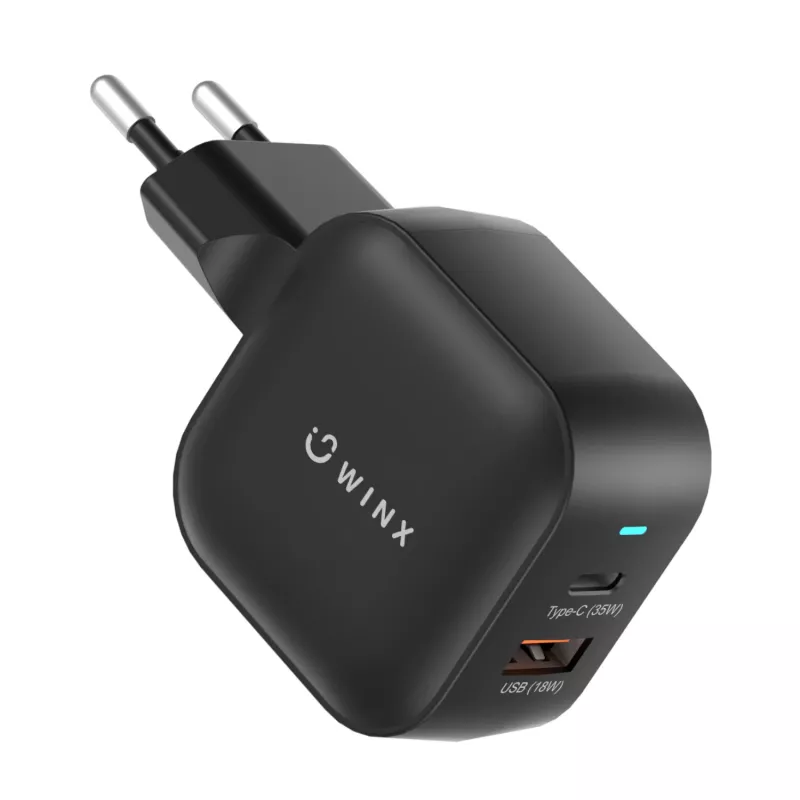 WINX POWER More 35W GaN Ładowarka ścienna - Dual USB-C i USB-A, PD 3.0 PPS, Biała
