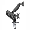 WINX RISE Pro Dual Full Motion Monitor Arm - Gazowy sprężynowy montaż biurkowy na 2 ekrany 17 inch-32 inch, VESA 75/100, 18kg całkowicie, zacisk i przelotka, czarny