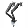 WINX RISE Pro Dual Full Motion Monitor Arm - Gazowy sprężynowy montaż biurkowy na 2 ekrany 17 inch-32 inch, VESA 75/100, 18kg całkowicie, zacisk i przelotka, czarny