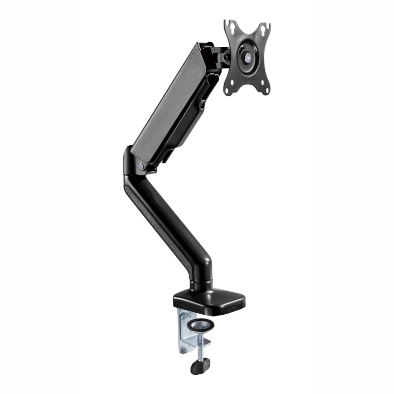 WINX RISE Pro Full Motion Monitor Arm - Single 17-32 inch Gas Spring Desk Mount, VESA 75/100, C-Clamp & Grommet, Black