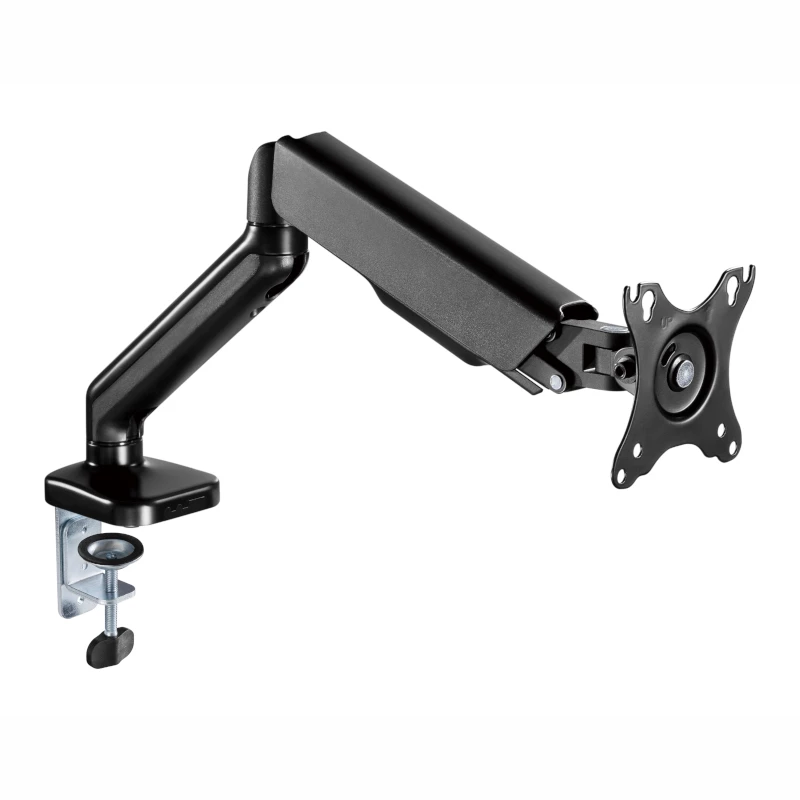 WINX RISE Pro Full Motion Monitor Arm - Single 17-32 inch Gas Spring Desk Mount, VESA 75/100, C-Clamp & Grommet, Black