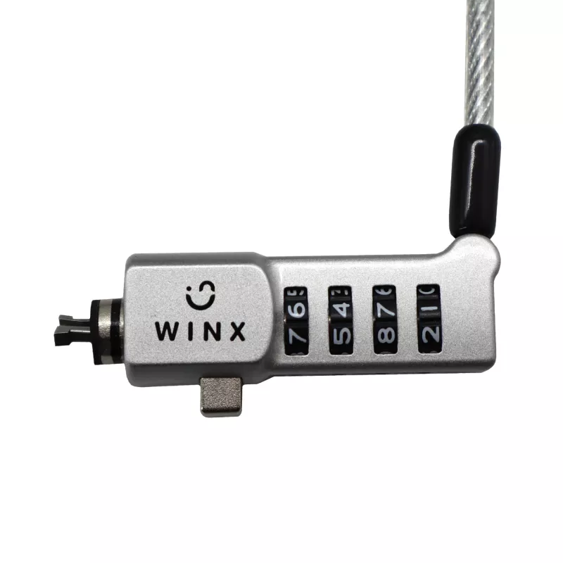 WINX Secure Max Uniwersalna linka zabezpieczająca z zamkiem szyfrowym - 4-cyfrowy, przestawialny kod, pleciona stal, 1,8 m, czarno-srebrny