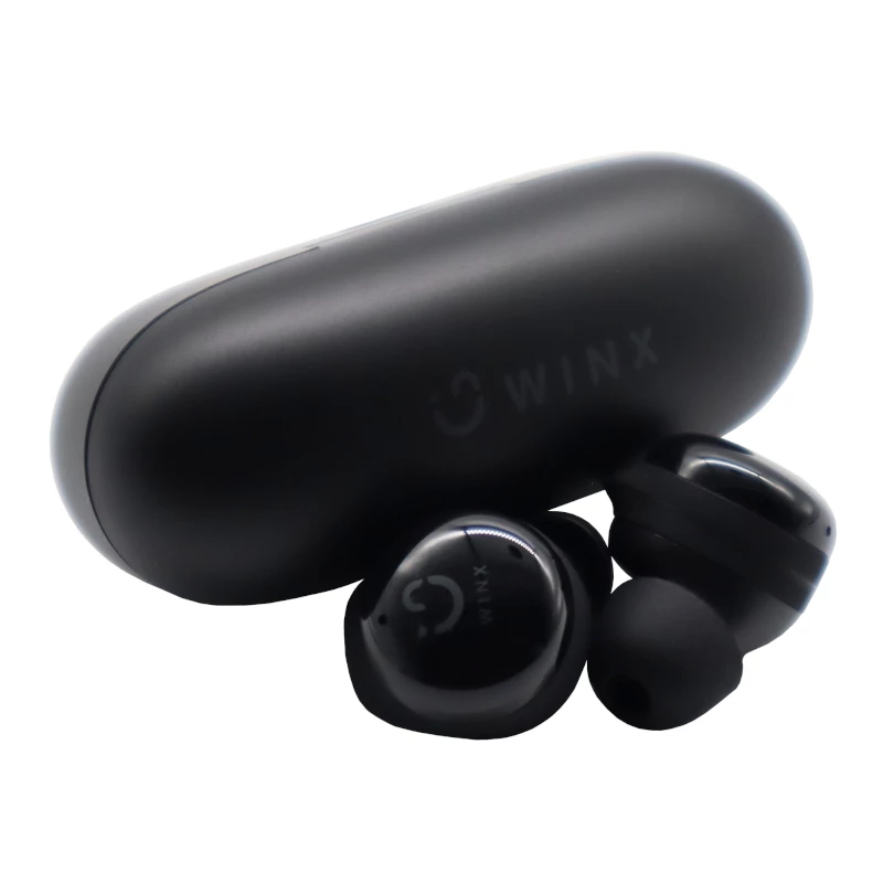 WINX VIBE Active 2 TWS Earbuds – Bezprzewodowe słuchawki douszne Bluetooth 5.3 z etui ładującym, wodoodporność IPX4, mikrofon ENC, sterowanie dotykowe, tryb niskiego opóźnienia do gier, 24 godziny całkowitego odtwarzania, czarny