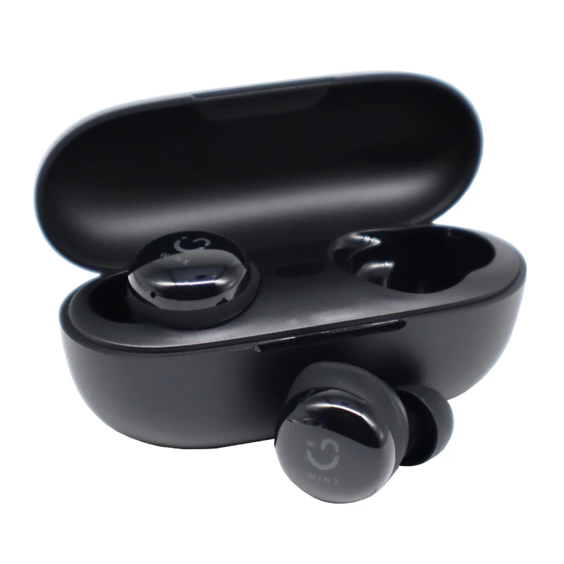 WINX VIBE Active 2 TWS Earbuds – Bezprzewodowe słuchawki douszne Bluetooth 5.3 z etui ładującym, wodoodporność IPX4, mikrofon ENC, sterowanie dotykowe, tryb niskiego opóźnienia do gier, 24 godziny całkowitego odtwarzania, czarny