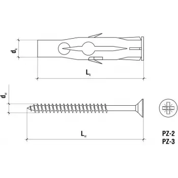 WKRĘT-MET RU-06045 Kołek uniwersalny 6 x 45 mm, 100 sztuk, szary
