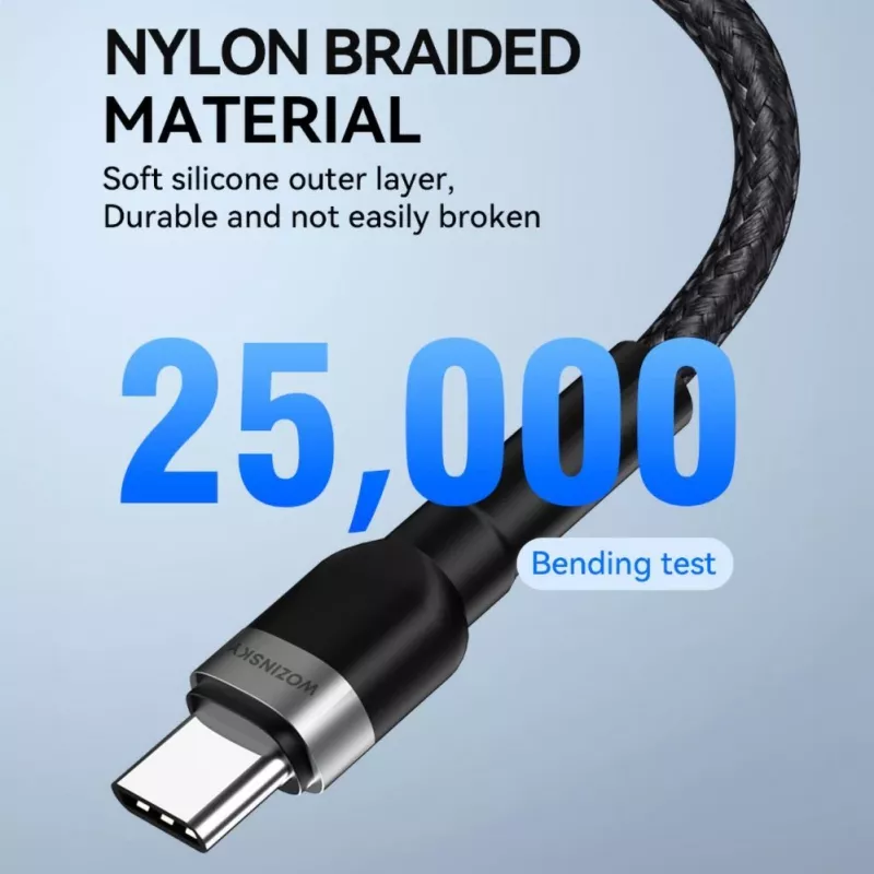 Wozinsky 1 m USB-C na USB-C Kabel 60W PD Szybkie Ładowanie i Synchronizacja Danych Czarny