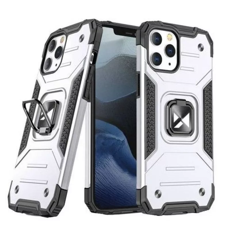 Wozinsky Apple iPhone 13 Pro Ring Armor Case Kickstand Tough Rugged Silver