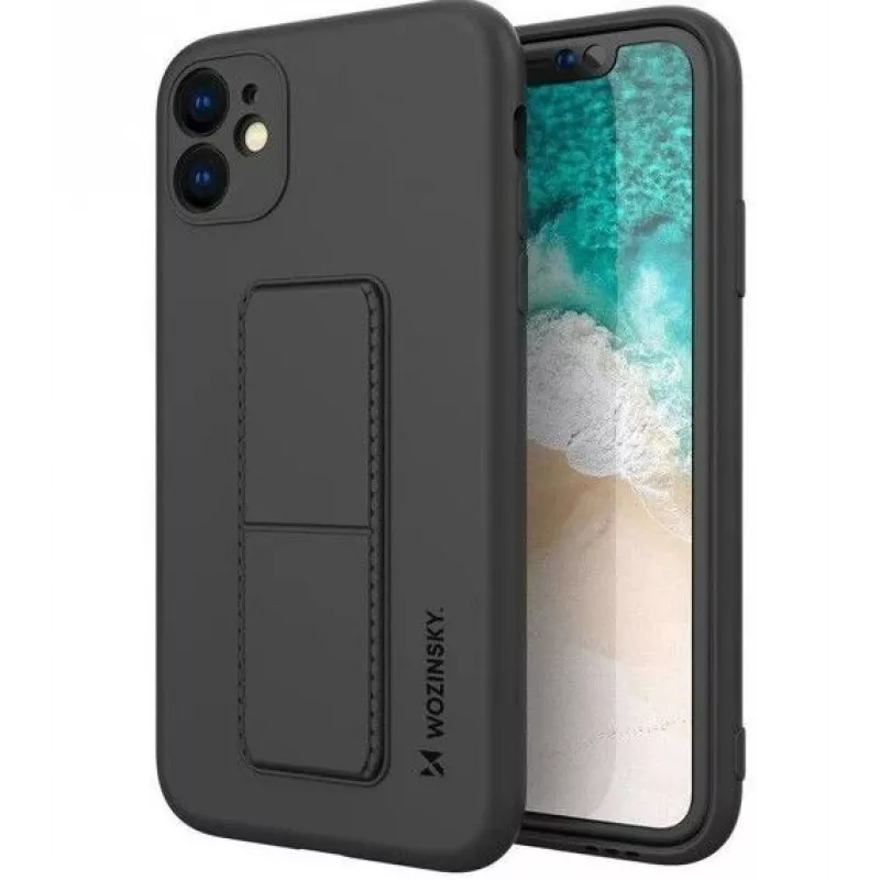 Wozinsky Apple Kickstand Case Flexible Silicone iPhone 11 Black