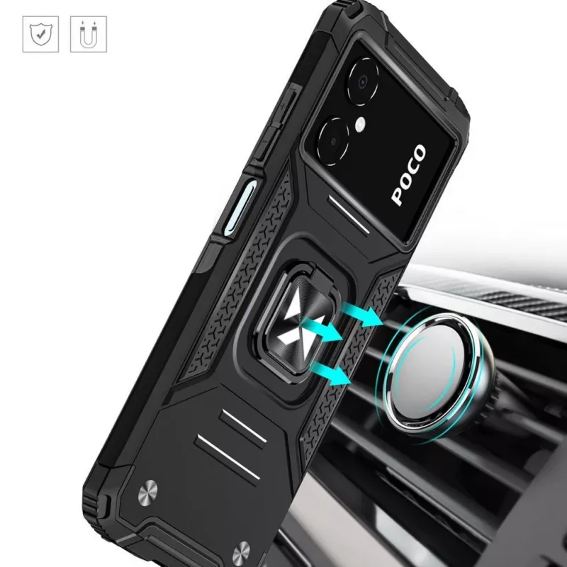 Wozinsky Ring Armor Case do Google Pixel 7 Pro - Pancerny pokrowiec z magnetycznym uchwytem pierścieniowym - Czarny