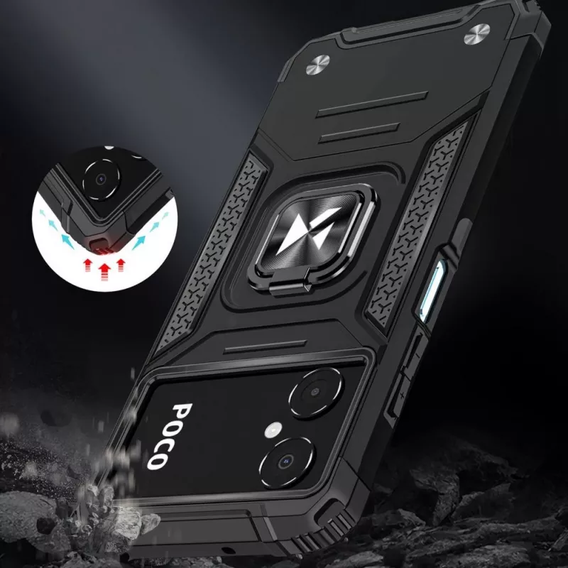 Wozinsky Ring Armor Case do Google Pixel 7 Pro - Pancerny pokrowiec z magnetycznym uchwytem pierścieniowym - Czarny