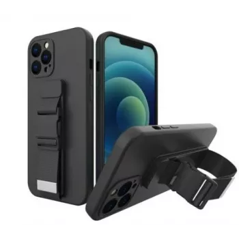 Wozinsky Samsung Galaxy A52s 5G / A52 5G / A52 4G Case Gel Lanyard z Łańcuszkiem i Portfelem Naszyjnym Czarny