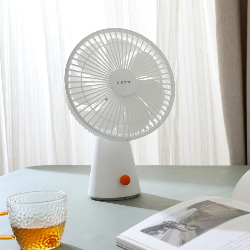 Xiaomi Rechargeable Mini Fan BHR6089GL 2000mAh USB przenośny wentylator ręczny z odłączaną podstawą, 4 prędkości, silnik bezszczotkowy, biały