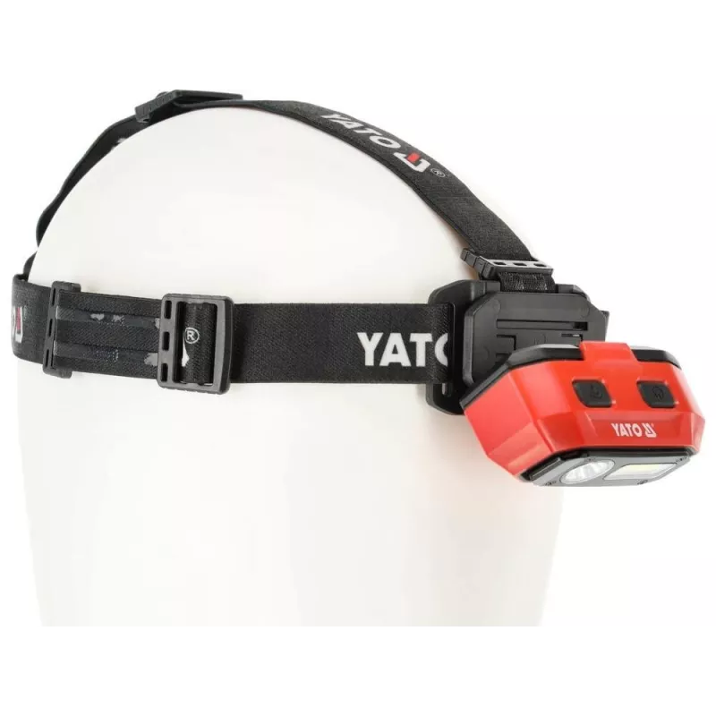 Yato YT-08594 COB LED Lampa robocza z podstawą magnetyczną i haczykiem obrotowym, 200 lm, 3x AA, czarno-czerwona