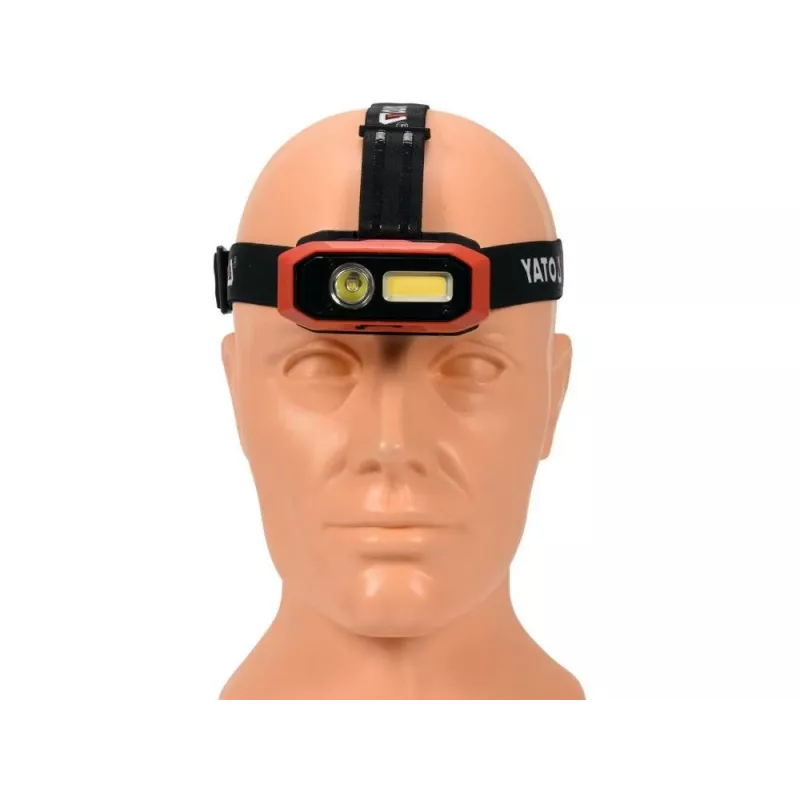 Yato YT-08594 COB LED Lampa robocza z podstawą magnetyczną i haczykiem obrotowym, 200 lm, 3x AA, czarno-czerwona