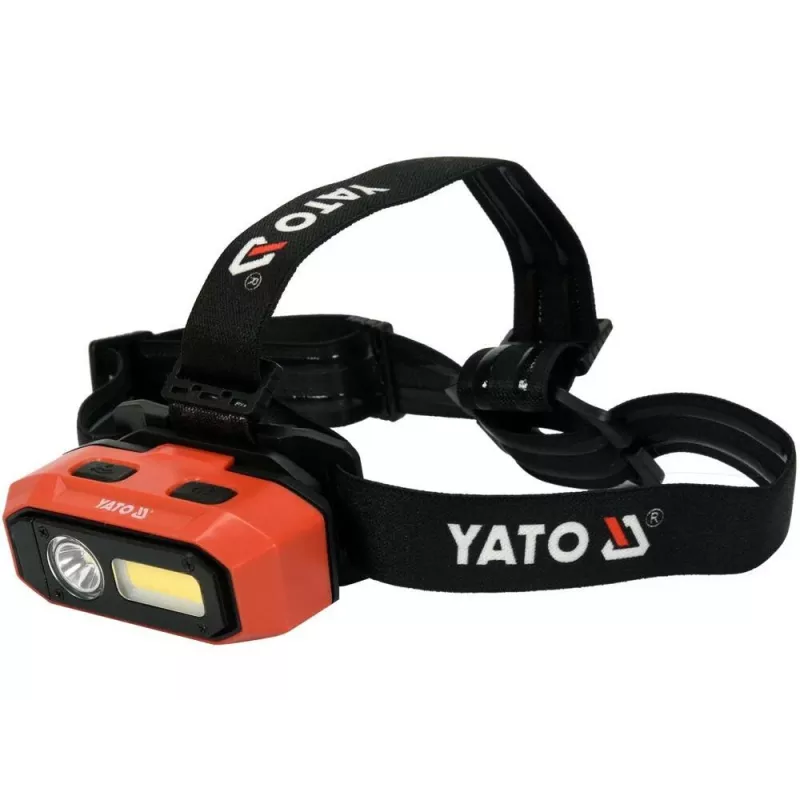 Yato YT-08594 COB LED Lampa robocza z podstawą magnetyczną i haczykiem obrotowym, 200 lm, 3x AA, czarno-czerwona