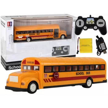 Żółty Autobus Szkolny na Pilota R/C z Otwieranymi Drzwiami 4690 Lean Toys
