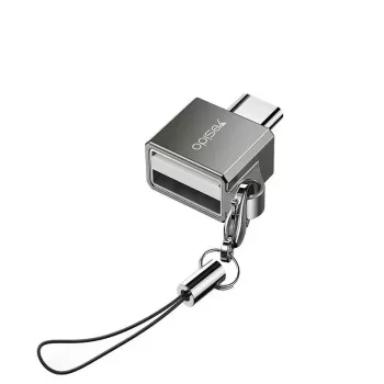 YESIDO GS08 Mini Aluminiowy Adapter OTG USB Type-C z Czytnikiem Kart - Czarny