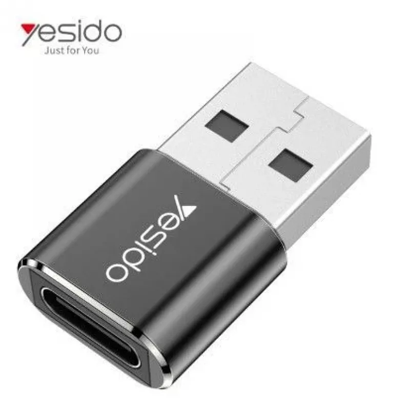 YESIDO GS09 Mini Aluminum Alloy USB Type-C to USB-A OTG Adapter Black