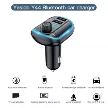 YESIDO Y44 Odtwarzacz MP3 Ładowarka Samochodowa Bluetooth z QC3.0, Wyświetlacz LED, Głośnomówiący, Czarny