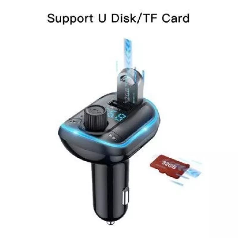 YESIDO Y44 Odtwarzacz MP3 Ładowarka Samochodowa Bluetooth z QC3.0, Wyświetlacz LED, Głośnomówiący, Czarny
