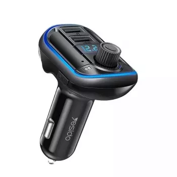 YESIDO Y44 Odtwarzacz MP3 Ładowarka Samochodowa Bluetooth z QC3.0, Wyświetlacz LED, Głośnomówiący, Czarny
