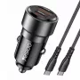 YESIDO Y55 60W Fast Charging Car Charger z kablem USB-C na USB-C, czarny