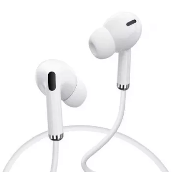 YESIDO YH33 Przewodowe słuchawki douszne stereo z wbudowanym mikrofonem, wtyk 3,5 mm, płaski kabel bez plątania, biały